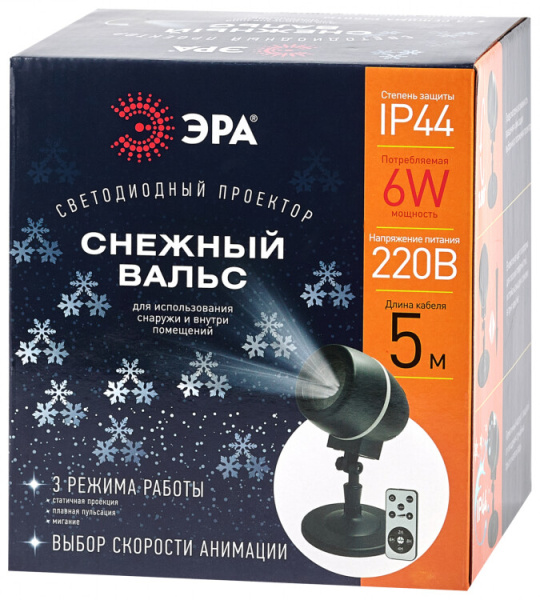 Проектор светодиодный Снежный вальс, ENIOP-08 , IP44, 220В (12/180) | Б0047979 | ЭРА