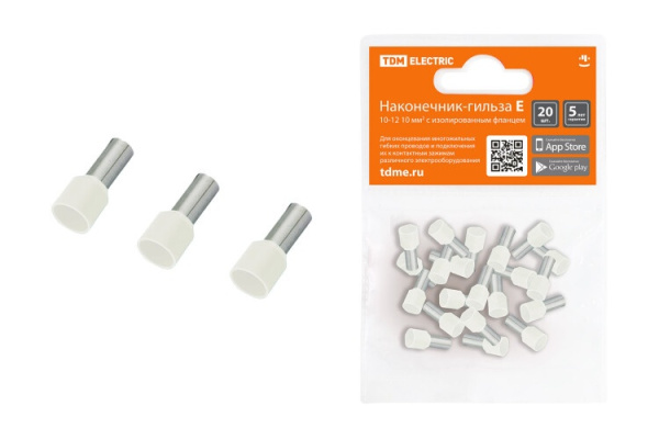 Наконечник-гильза Е10-12 10мм2 с изолированным фланцем (20шт) | SQ0568-0037 | TDM