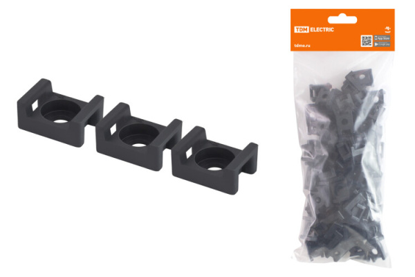 Площадка монтажная с отверстием 23х16 под хомуты черная (100шт) | SQ0516-0204 | TDM