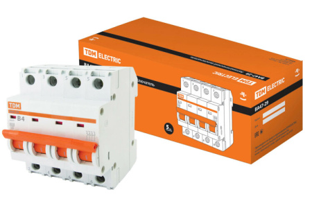 Выключатель автоматический четырехполюсный ВА47-29 4А B 4,5кА | SQ0206-0052 | TDM