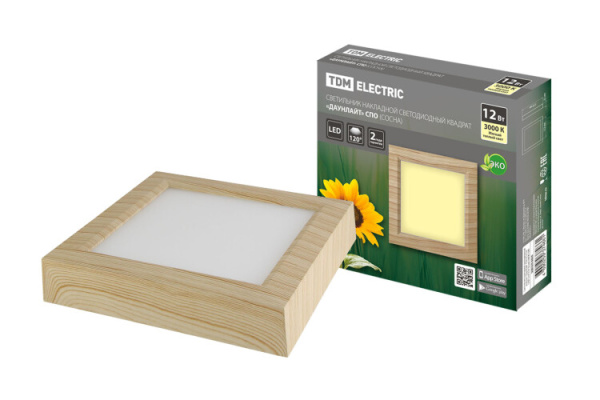 Светильник накладной светодиодный квадрат "Даунлайт" СПО (сосна) 12 Вт 170*170*32 мм 3000К | SQ0329-0420 | TDM