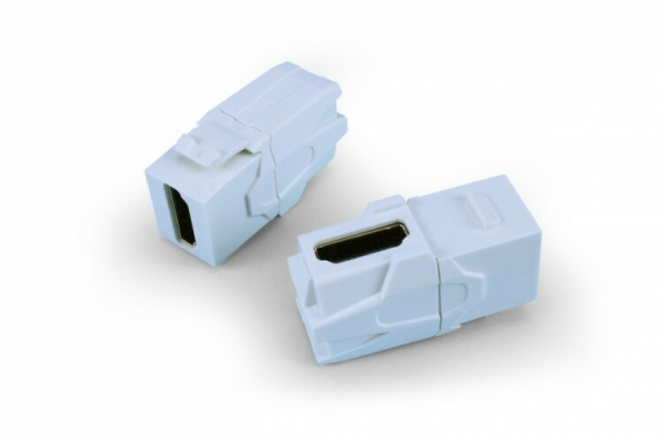 KJ1-HDMI-AV18-WH Вставка формата Keystone Jack с проходным адаптером HDMI 2.0 (Type A), 90 градусов, ROHS, белая | 247402 | Hyperline