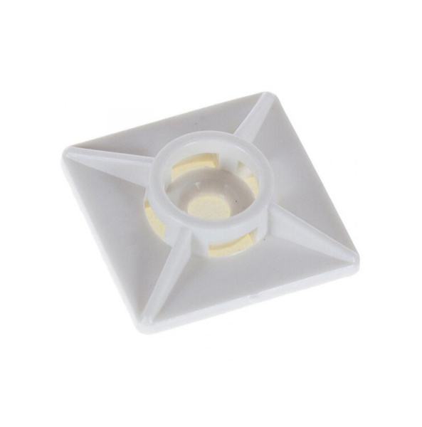 Площадка под хомут 19х19 полипроп. белая самокл (40 шт) - пакет | 106193 | Tech-KREP