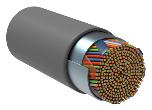 Кабель связи витая пара F/UTP, кат.5E 50х2х24AWG solid, PVC, 305м, серый | LC1-C5E50-311 | ITK