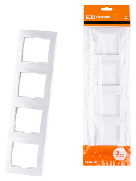 Рамка 4-х постовая вертикальная белая "Таймыр" | SQ1814-0029 | TDM