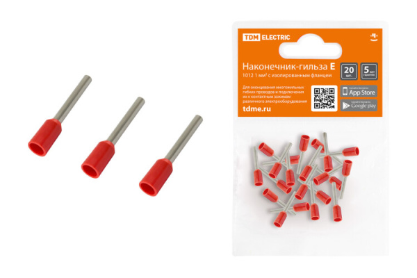 Наконечник-гильза Е1012 1мм2 с изолированным фланцем (20шт) | SQ0568-0039 | TDM