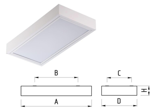 Светильник люминесцентный накладной TL218 OL EL 620x310x85мм без ламп IP20 опал | 02393 | TechnoLux
