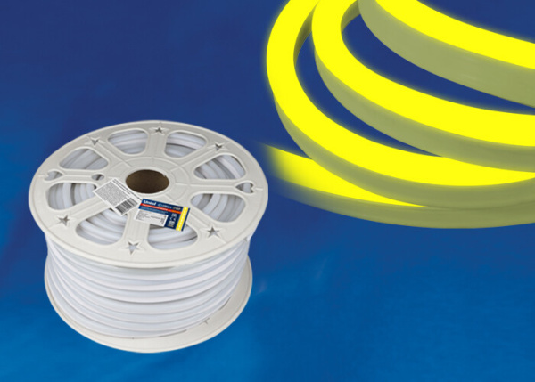 Лента светодиодная 220В IP67 NEON 50 м желтый свет ULS-N21-2835-120LED лента /m-8mm-IP67-220V-8W/m-50M-YELLOW | UL-00003769 | Uniel