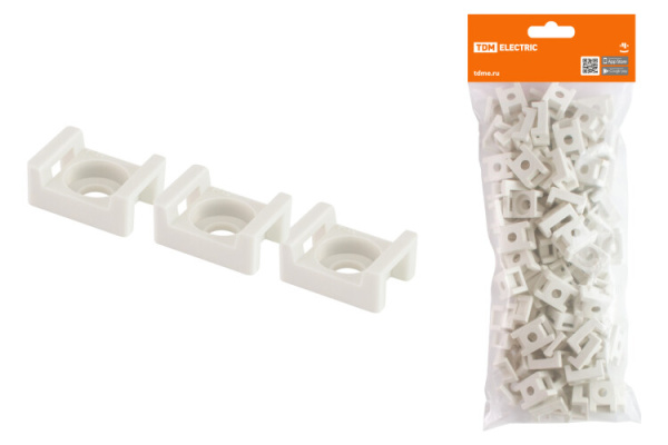 Площадка монтажная с отверстием 23х16 под хомуты белая (100шт) | SQ0516-0203 | TDM