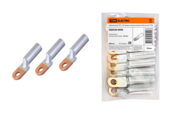 Наконечник DTL-120 медно-алюминиевый кабельный | SQ0528-0008 | TDM