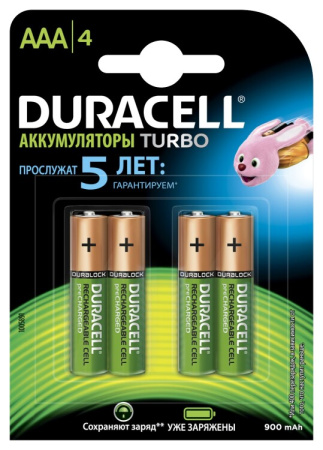 Аккумуляторы Duracell HR03-4BL 850mAh/900mAh предзаряженные | Б0014861 | Duracell