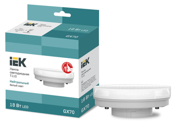 Лампа светодиодная T110 таблетка 18Вт 230В 4000К GX70 IEK | LLE-T110-18-230-40-GX70 | IEK
