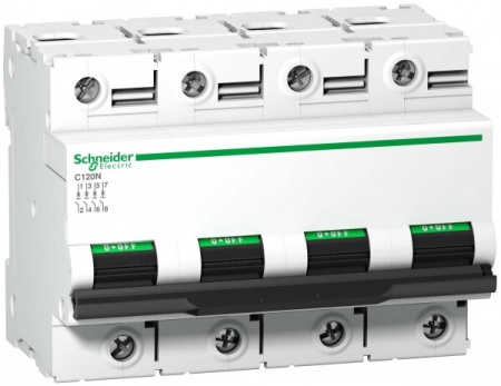 Выключатель автоматический четырехполюсный C120N 125А C 10кА | A9N18376 | Schneider Electric