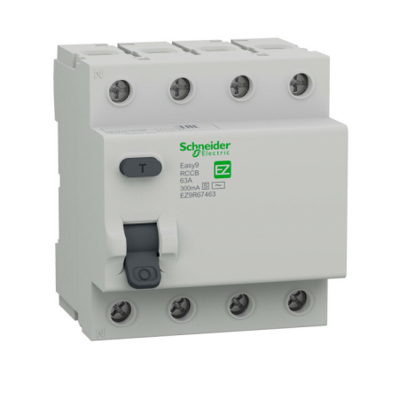 Выключатель дифференциальный (УЗО) EASY9 4П 63А 300мА AC-S 400В | EZ9R67463 | Schneider Electric