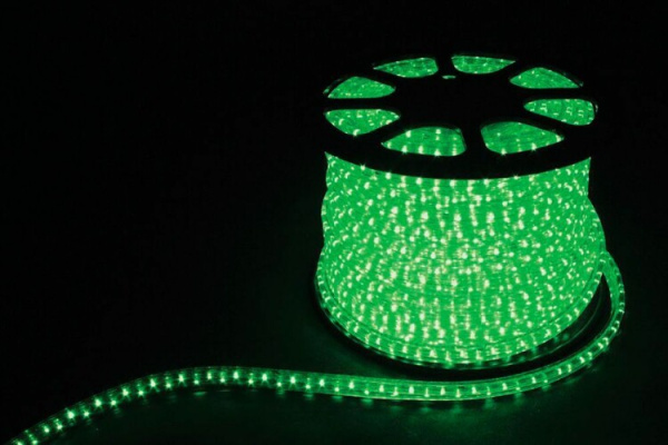 Дюралайт светодиодный 3W 50м квадр. 11х17мм 230V 72LED/м 2,88Вт/м, (2м/отрез), 2 аксесс., зеленый/ LED-F3W | 26069 | FERON