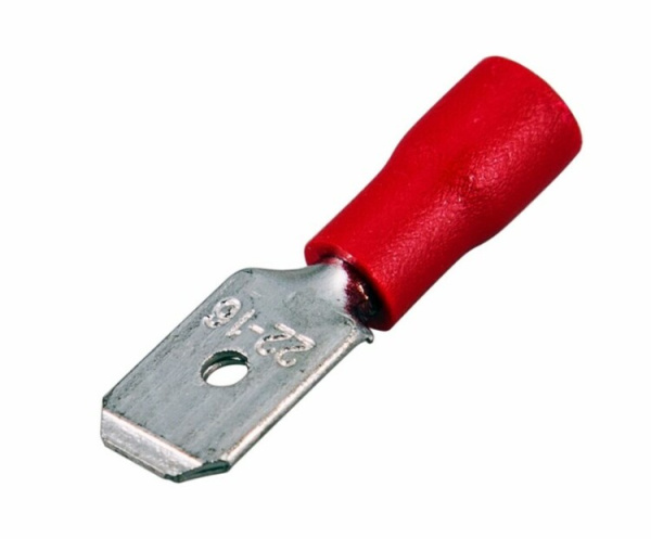 Клемма плоская изолированная штекер 6.3 мм 0.5-1.5 мм? (РПи-п 1.5-(6.3)) красная | 08-0313 | REXANT