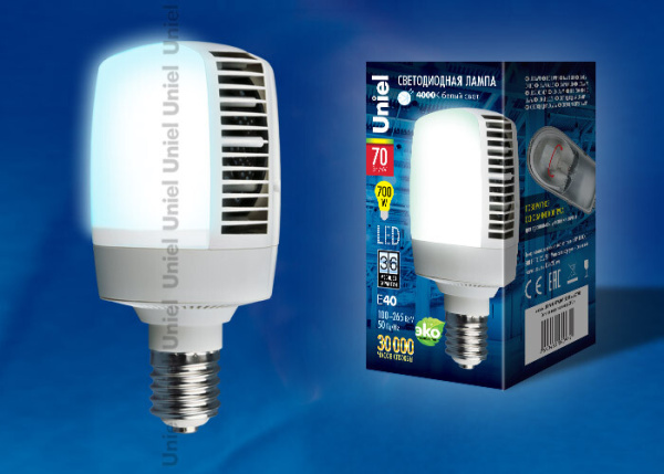 Лампа светодиодная промышленная LED-M105-70W/NW/E40/FR ALV02WH LED мощная, мат.. Серия Venturo. 4000К | UL-00001813 | Uniel