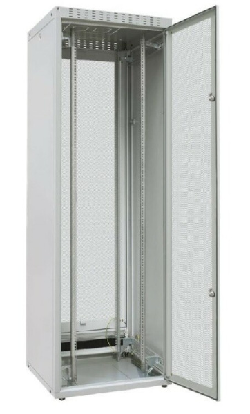 Шкаф напольный WZ-IT-336060-69AA-2-011-FP 19",33U,1563х600х600мм,дв.стекл. с бок.вст.,сзади укороч.дв.+ф.панель 3Uсер.(RAL7035)разобр. | 408641 | Zpas