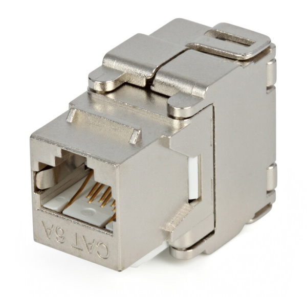 Вставка Keystone Jack KJ2-8P8C-C6A-180-SH-F-WH RJ-45(8P8C), категория 6a (10G), экранированная, Toolless, белая | 29337 | Hyperline