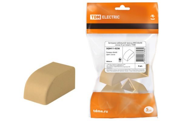 Заглушка кабельной трассы КМЗ 60х40 сосна (4 шт./комп.) | SQ0411-0236 | TDM