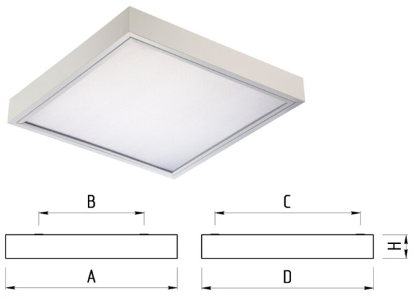 Светильник люминесцентный накладной TL418 OL EL 620x620x85мм без ламп IP20 опал | 10256 | TechnoLux