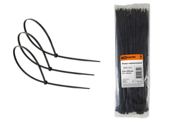 Хомут 3,6х350мм нейлон (черный) (100шт) | SQ0515-0214 | TDM