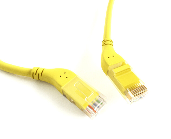 Патч-корд PC-APM-UTP-RJ45/R45-RJ45/R45-C6-2M-LSZH-YL U/UTP угловой, правый 45°-правый 45°, Cat.6, LSZH, 2 м, желтый | 233025 | Hyperline