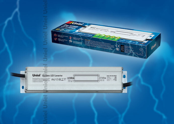 Блок питания для светодиодов с защитой от короткого замыкания и перегрузок UET-VAL-040A67 алюм. корпус, 40Вт, 12В, IP67 | 06010 | Uniel