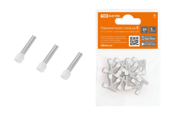 Наконечник-гильза Е7508 0,75мм2 с изолированным фланцем (20шт) | SQ0568-0045 | TDM