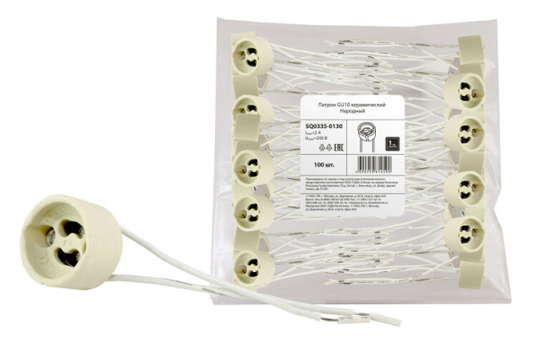 Патрон GU10 керамический Народный | SQ0335-0130 | TDM