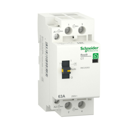 RESI9 Модульный КОНТАКТОР 1P+N 63А 2НО 230/250В АС 50Гц | R9C20263 | Schneider Electric