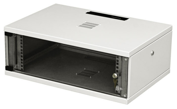 Шкаф настенный WZ-2733-01-S1-011 (19"),серия SU,4U,223x600х400,со стекл.дв.ю,с откр.стенками,сер. (RAL 7035) (SU-104) собр. | 23163 | Zpas