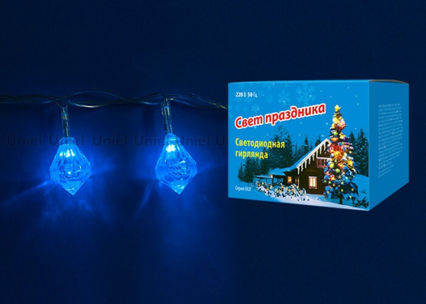 Гирлянда светодиодная «Бриллианты» с контроллером ULD-S0280-020/DTA BLUE IP20 DIAMONDS 2,8м. 20 диодов. синий свет. шнур прозр. | 07922 | Uniel