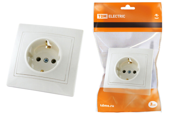 Розетка 2П+З 16А 250В белая "Таймыр" | SQ1814-0012 | TDM