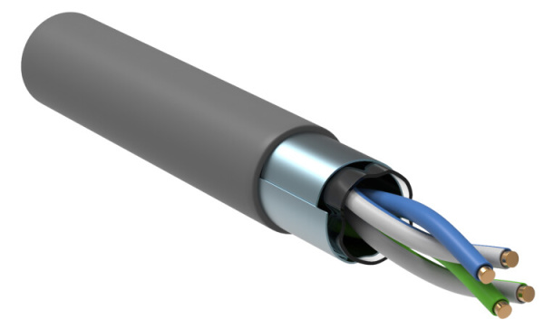 Кабель связи витая пара F/UTP, кат.5E 2х2х24AWG solid, PVC, 500м, серый | LC1-C5E02-311 | ITK