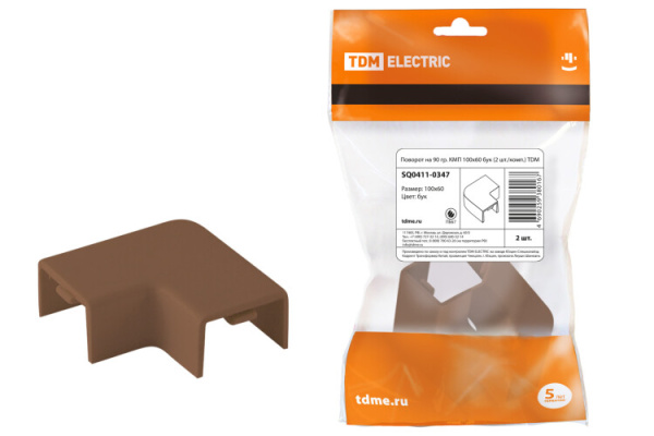 Поворот на 90 гр. КМП 100x60 бук (2 шт./комп.) | SQ0411-0347 | TDM