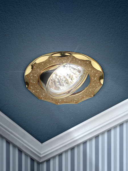 Светильник точечный встраиваемый под лампу DK17 50Вт MR16 золото/золото | C0043756 | ЭРА