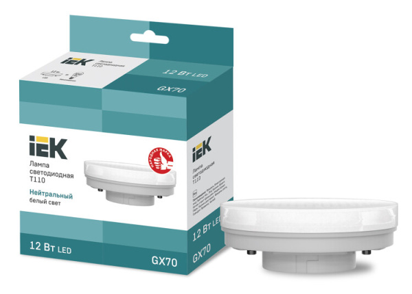 Лампа светодиодная T110 таблетка 12Вт 230В 4000К GX70 IEK | LLE-T110-12-230-40-GX70 | IEK