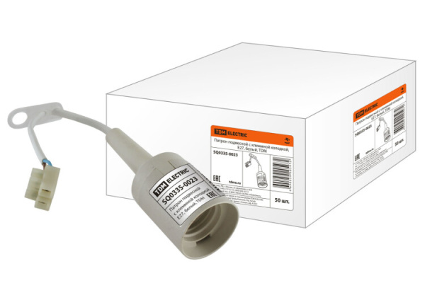 Патрон подвесной с клеммной колодкой Е27 белый | SQ0335-0023 | TDM