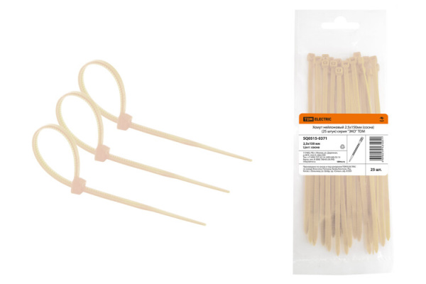 Хомут нейлоновый 2.5х150мм (сосна) (25 штук) серия "ЭКО" | SQ0515-0371 | TDM