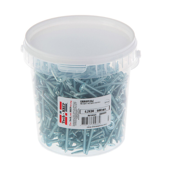 Саморез ШСММ св. 4,2х38 (500 шт) - ведро ( 1,448 кг) | 100999 | Tech-KREP