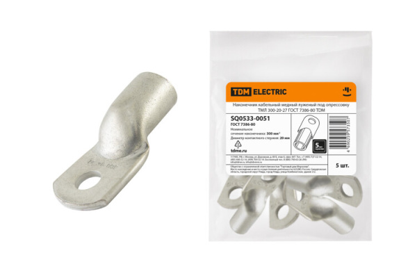 Наконечник медный луженый ТМЛ 300-20-27 ГОСТ 7386-80 | SQ0533-0051 | TDM