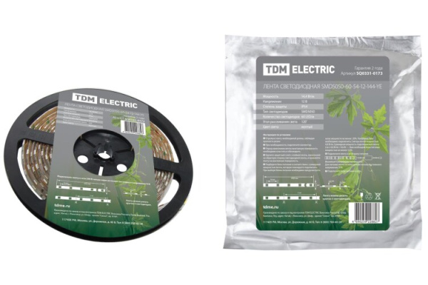 Лента светодиодная SMD5050 14,4Вт 12В желтый IP54 5м | SQ0331-0173 | TDM