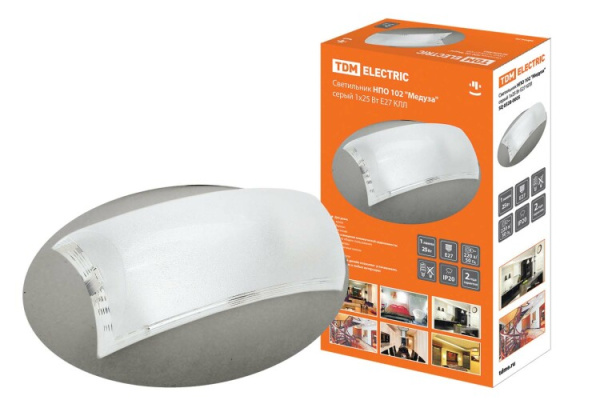 Светильник под лампу НПО 102 Медуза 25Вт КЛЛ Е27 серый | SQ0328-0005 | TDM