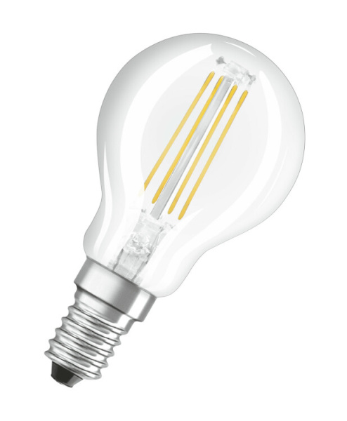 Лампа светодиодная филаментная LED STAR Classic P 5W, прозрачная колба, Е14 LSCLP60 CL 5W/840 230V FILE1410X1RU | 4058075212480 | Osram