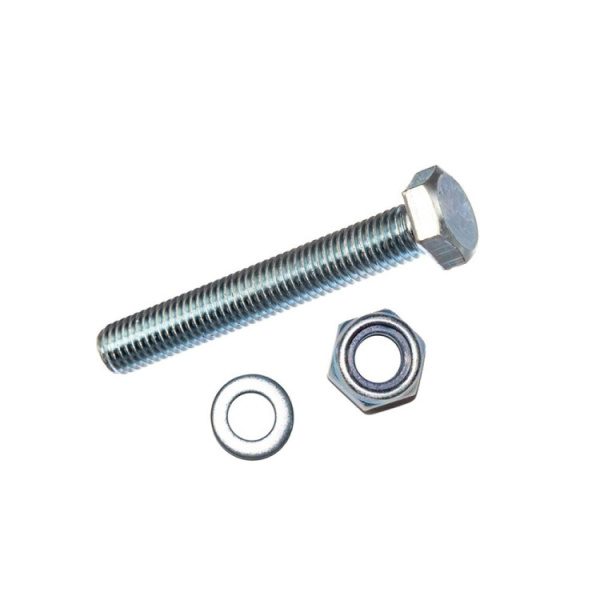 Болт DIN933 с шестигранной головкой оцинк. М10х100 + гайка + шайба (2 шт) - пакет ( 0,15 кг) | 136917 | Tech-KREP
