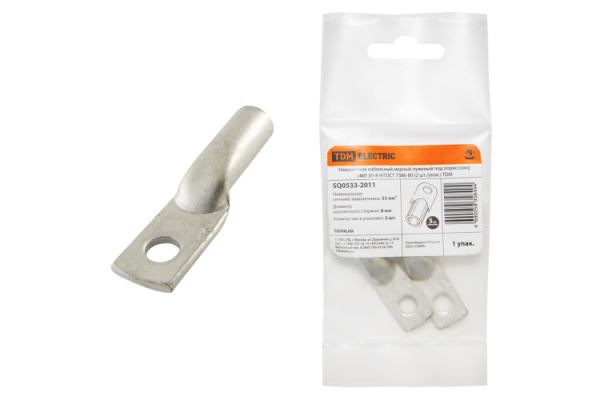 Наконечник медный луженый ТМЛ 35-8-9 ГОСТ 7386-80 (2 шт./упак.) | SQ0533-2011 | TDM