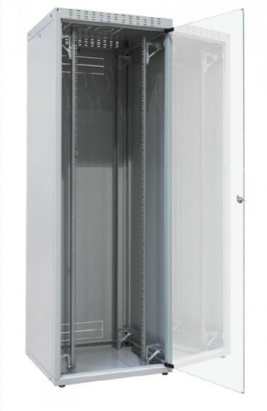 Шкаф напольный WZ-IT-246080-69AA-2-161-FP 19",24U,1163х600х800мм,дв.стекл.с бок.вст.,сзади укороч.дв.+ф.п.3Uчерн.(RAL9005)разобр.| 410697 | Zpas