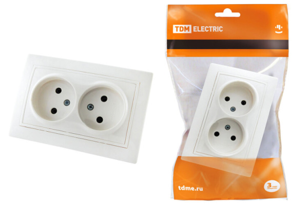 Розетка двойная 2П 10А 250В белая "Таймыр" | SQ1814-0013 | TDM