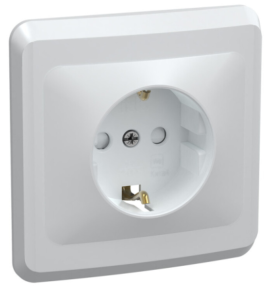 ВЕГА белый Розетка 1-местная c/з cо шторками 16А РСш10-3-ВБ | ERV14-K01-16-DM | IEK